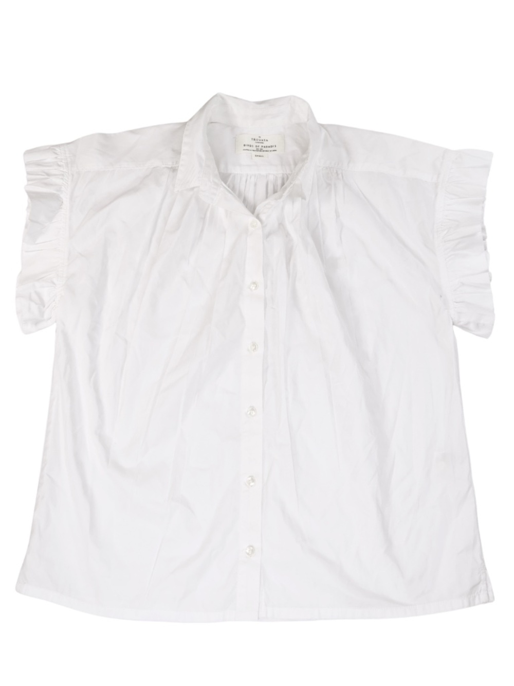 Birds of Paradis by Trovata White Cotton Ruffle Sleeve Blouse Small - Picture 1 of 9